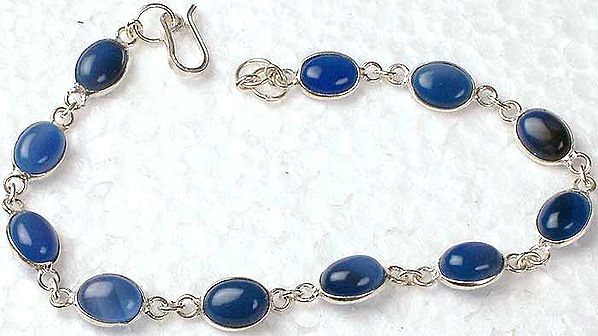 Royal Blue Chalcedony Bezel Bracelet