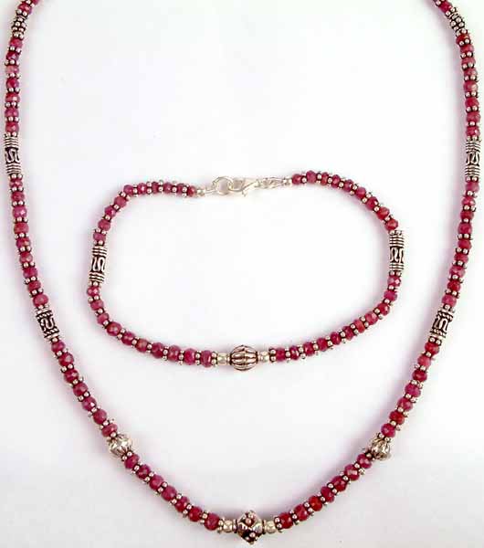 Ruby Necklace with Matching Bracelet