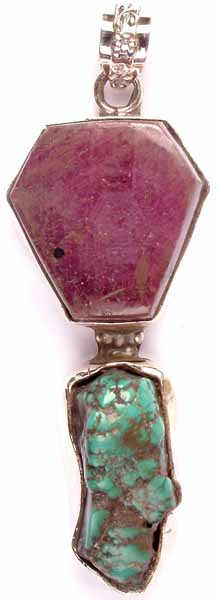 Ruby Pendant with Rugged Turquoise