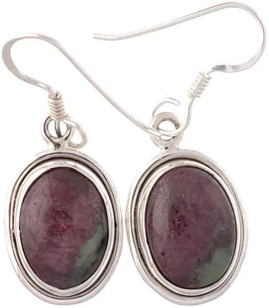Ruby Zoisite Oval Earrings
