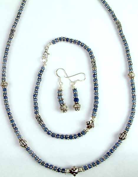 Sapphire Necklace with Matching Bracelet and Earrings