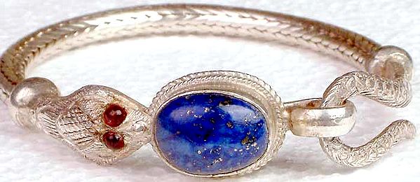 Snake Bracelet of Garnet Eye with Lapis Lazuli