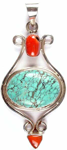 Spider-Web Turquoise with Coral