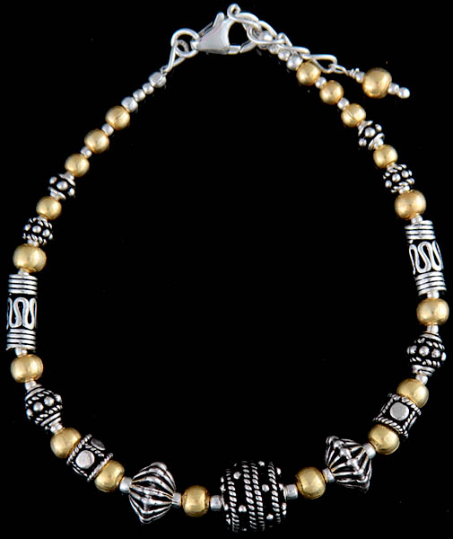 Sterling Beaded Bracelet with Gold Plated Beads
