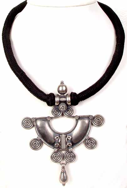 Sterling Ratangarhi Necklace with Black Tantric Chord