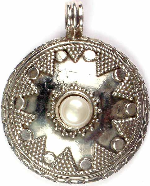 Sterling Shield Pendant with Pearl Core