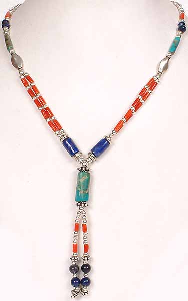 Tri-Color Necklace with Dangles
