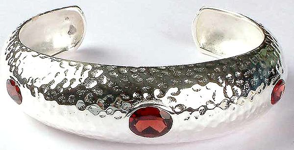 Triple Stone Faceted Garnet Bracelet