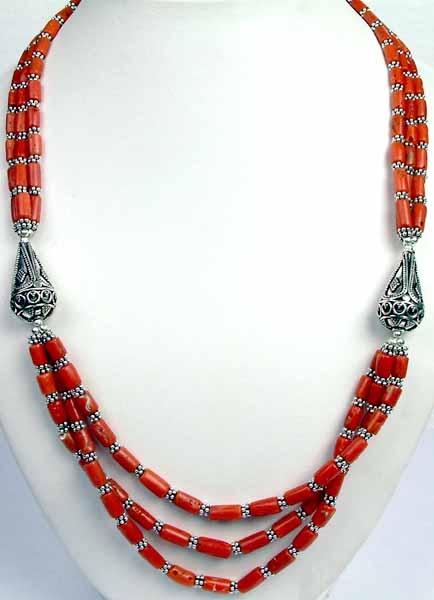 Triple-Strand Coral Necklace