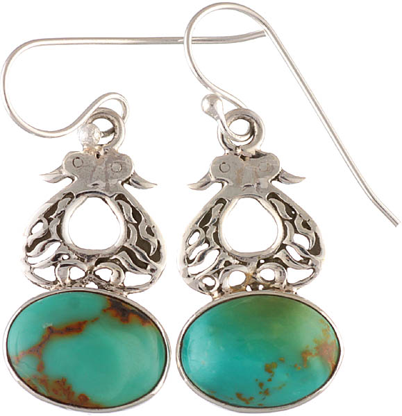 Turquoise Earrings with Lattice