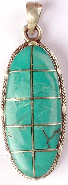 Turquoise Oval with Tibetan OM on Reverse