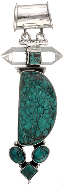 Turquoise Pendant with Crystal Pencil