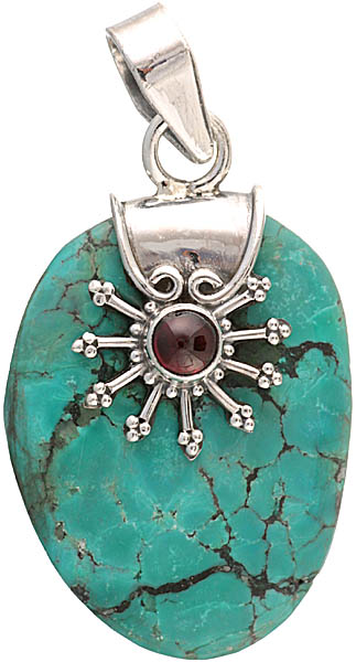 Turquoise with Garnet Pendant