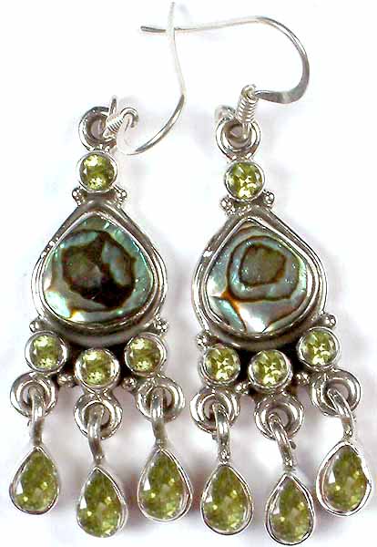 Abalone & Faceted Peridot Earrings