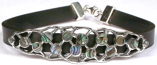 Abalone Bracelet with Leather Strap