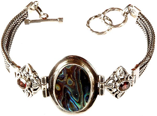 Abalone Bracelet with Twin Garnet