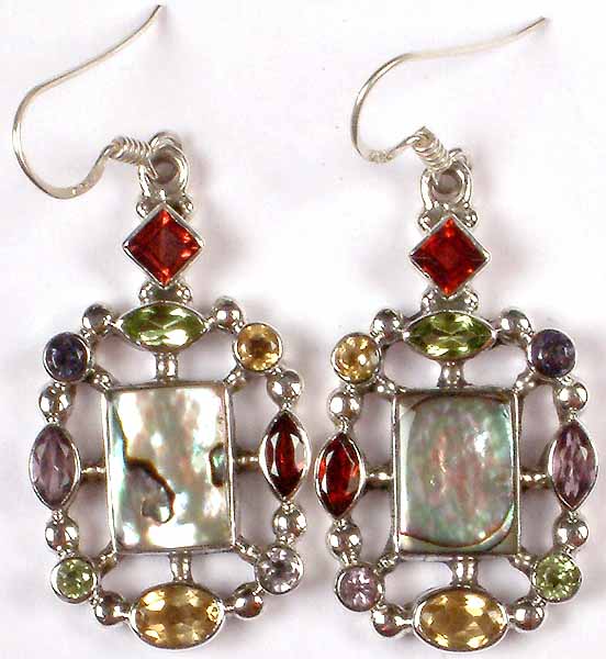 Abalone Earrings with Gemstones