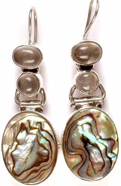 Abalone Earrings with Rose Quartz