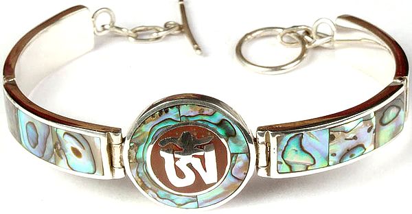 Abalone Inlay Bracelet with Tibetan Om