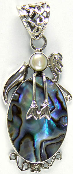 Abalone Oval Pendant with Pearl