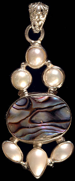 Abalone Oval Pendant with White Pearl