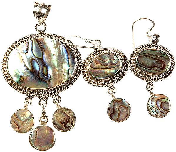 Abalone Pendant with Earrings Set