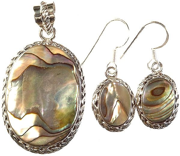Abalone Pendant with Matching Earrings