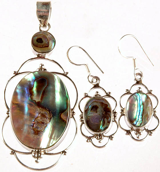 Abalone Pendant with Matching Earrings Set