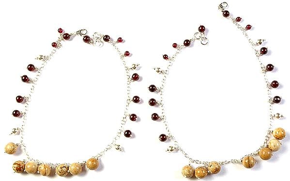 Agate and Garnet Anklets (Price Per Pair)
