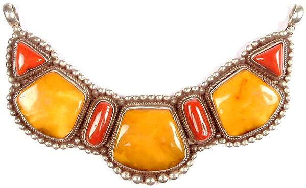 Amber and Coral Necklace Center