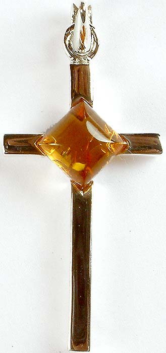 Amber Cross Pendant