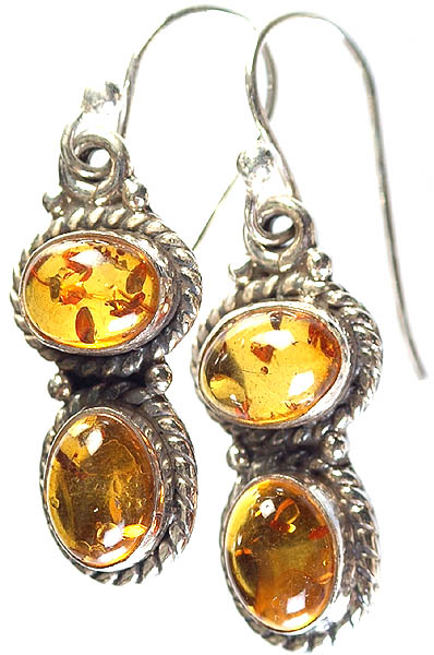 Amber Earrings with Knotted Rope Border