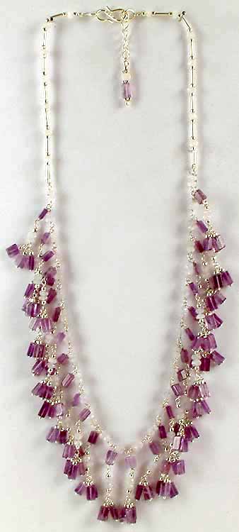 Amethyst & Faceted Rainbow Moonstone Necklace