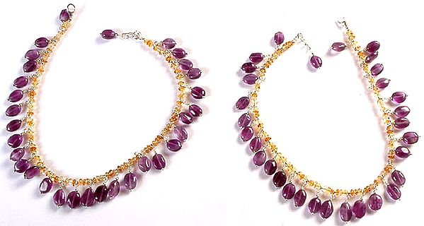 Amethyst and Citrine Anklets (Price Per Pair)