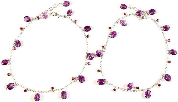 Amethyst and Garnet Anklets (Price Per Pair)