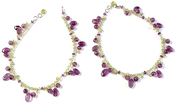 Amethyst and Peridot Anklets (Price Per Pair)