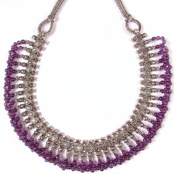 Amethyst Beaded Necklace from Rajasthan