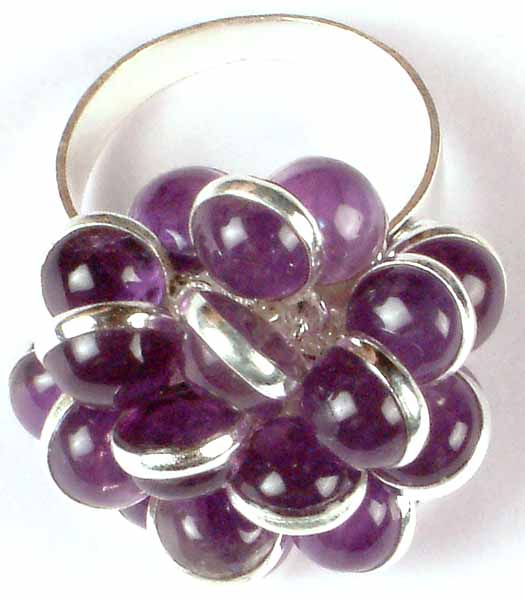 Amethyst Bunch Ring with Central Flower