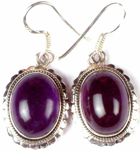 Amethyst Cabochon Earrings