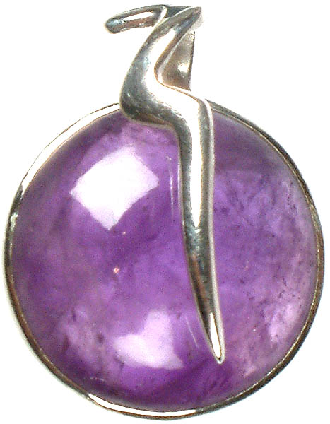 Amethyst Circular Pendant with Sterling Accent