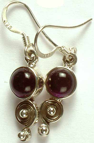 Amethyst Earrings with Spiral