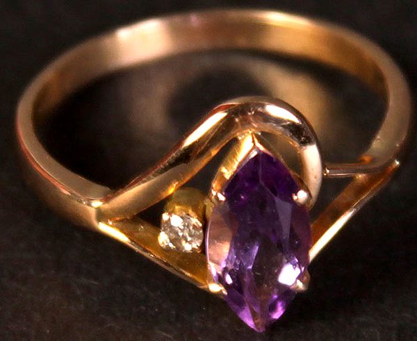 Amethyst Marquis Ring with Diamond
