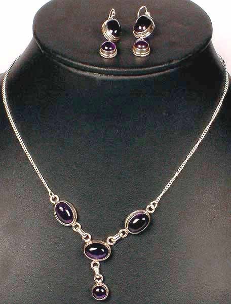 Amethyst Necklace & Earring Set