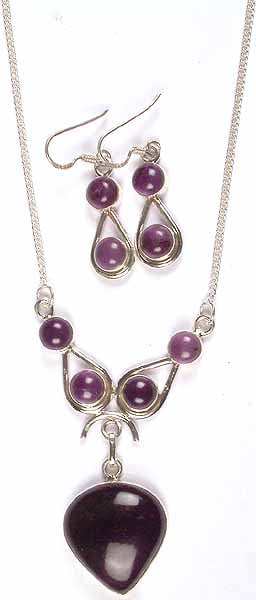 Amethyst Necklace & Earrings Set