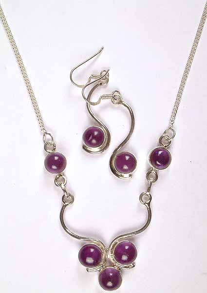 Amethyst Necklace with Matching Earrings Set