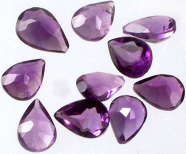 Amethyst Pear Faceted Gemstones (Price Per 5 Pieces)