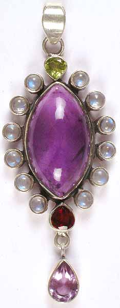 Amethyst Pendant with Gemstones