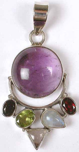 Amethyst Pendant with Gemstones