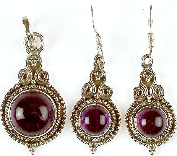 Amethyst Pendant with Matching Earrings
