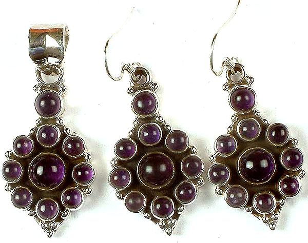 Amethyst Pendant With Matching Earrings